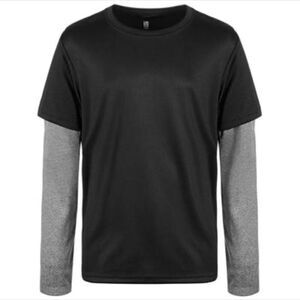 ID Ideology Big Boys Faux Layer Long Sleeve T Shirt Black & Grey Size XL New